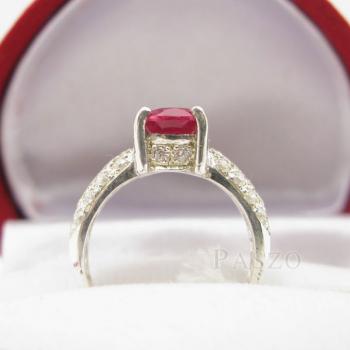 แหวนทับทิม แหวนเงินแท้ ฝังพลอยสีแดง #4