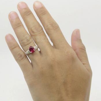 แหวนทับทิม แหวนเงินแท้ ฝังพลอยสีแดง #6