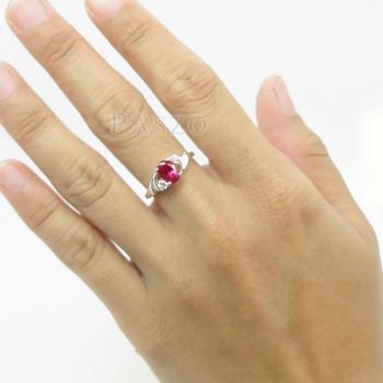 แหวนพลอยทับทิม สีแดง ประดับเพชร #5