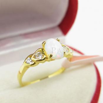 แหวนโอปอล์ สีขาว แหวนทองชุบ #2