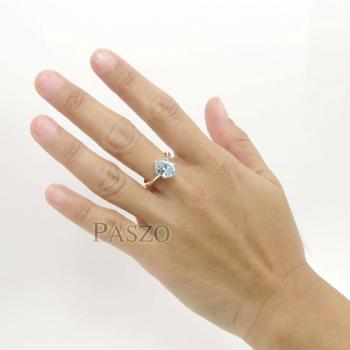 แหวนพลอยอะความารีน พลอยสีน้ำทะเล หนามเตย #6