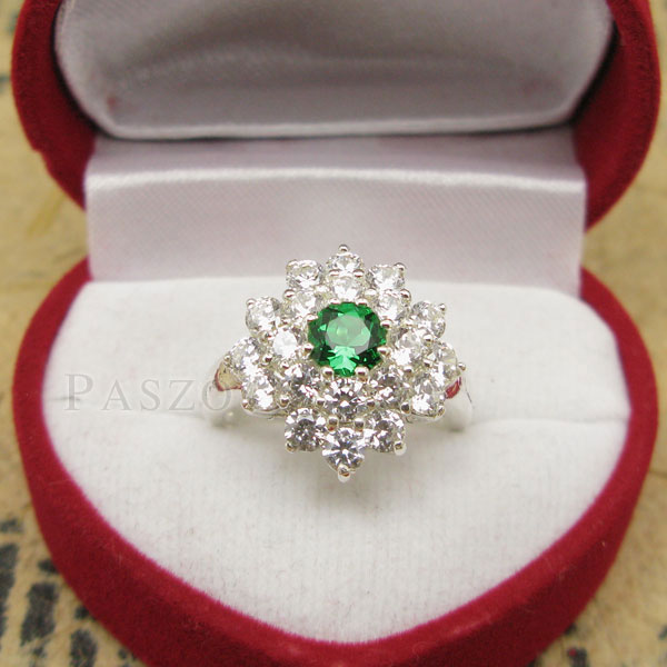 แหวนพลอยมรกต ล้อมเพชร แหวนพลอยสีเขียว #3