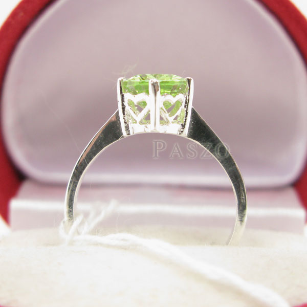 แหวนพลอยเพอริดอท พลอยสีเขียวน้ำมะนาว แหวนเงิน #5