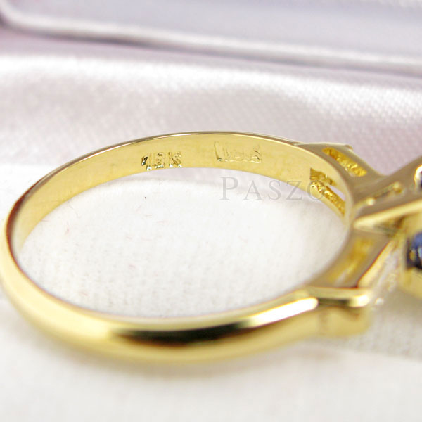 แหวนพลอยไพลิน แหวนทองแท้ ฝังพลอยสีน้ำเงิน #3