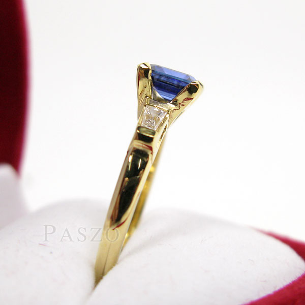 แหวนพลอยไพลิน แหวนทองแท้ ฝังพลอยสีน้ำเงิน #4