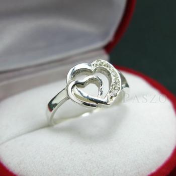 แหวนเพชร แหวนรูปหัวใจ แหวนเงินฝังเพชร #3