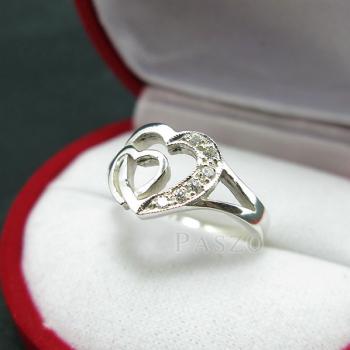 แหวนเพชร แหวนรูปหัวใจ แหวนเงินฝังเพชร #4