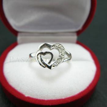 แหวนเพชร แหวนรูปหัวใจ แหวนเงินฝังเพชร #6