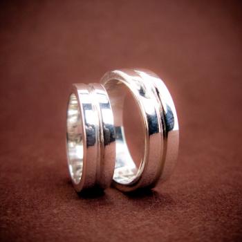 แหวนคู่ แหวนเกลี้ยงเซาะร่องกลาง แหวนเงิน #4