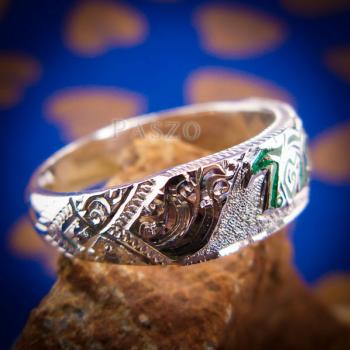 แหวนลงยาสีเขียว แหวนนามสกุล แหวนเงินแท้ #2