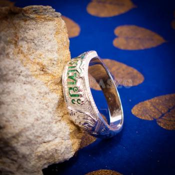 แหวนลงยาสีเขียว แหวนนามสกุล แหวนเงินแท้ #5