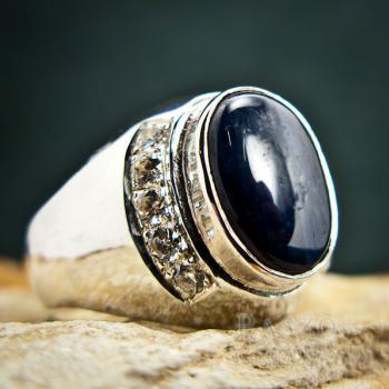 แหวนนิหร่า แหวนผู้ชายเงินแท้ แหวนไพลิน #4