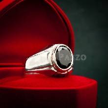 แหวนผู้ชาย แหวนเงินแท้ ฝังนิล อัญมณีสีดำ แหวนพลอยนิล