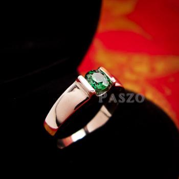 แหวนพลอยมรกต พลอยสีเขียว แหวนเงินแท้ #1