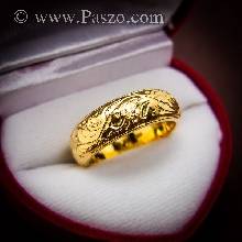 แหวนทอง หน้าโค้ง แกะลายไทยรอบวง แหวนหน้าโค้ง แหวนทอง90