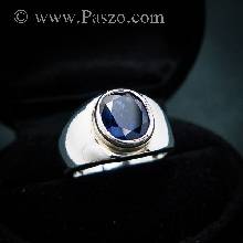 แหวนพลอยสีน้ำเงิน แหวนผู้ชายเงินแท้ พลอยสีน้ำเงิน แหวนผู้ชาย ไพลิน แหวนผู้ชายแบบเรียบๆ