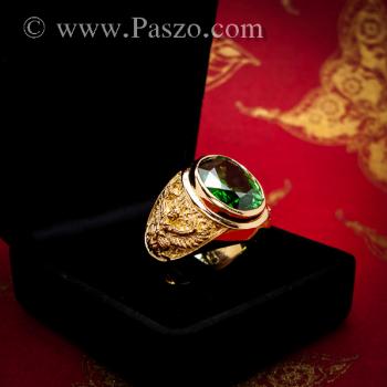 แหวนพญาครุฑ แหวนทอง90 ฝังพลอยสีเขียวมรกต #2