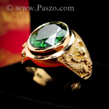 แหวนพญาครุฑ แหวนทอง90 ฝังพลอยสีเขียวมรกต #7
