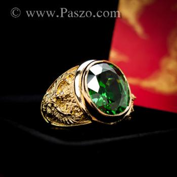 แหวนพญาครุฑ แหวนทอง90 ฝังพลอยสีเขียวมรกต #8