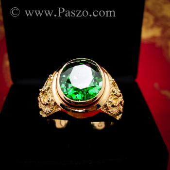 แหวนพญาครุฑ แหวนทอง90 ฝังพลอยสีเขียวมรกต #6