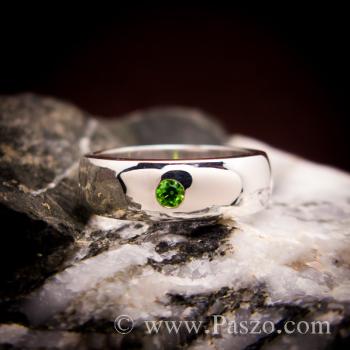 แหวนพลอยสีเขียว แหวนหน้าโค้ง หน้ากว้าง6มิล #4