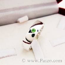 แหวนพลอยสีเขียว แหวนหน้าโค้ง หน้ากว้าง6มิล แหวนเงินแท้