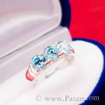 แหวนพลอยบลูโทพาซ พลอยสีฟ้า เม็ดกลม #2