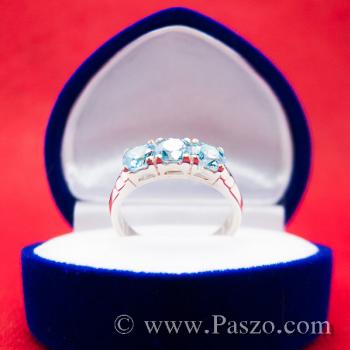 แหวนพลอยบลูโทพาซ พลอยสีฟ้า เม็ดกลม #3