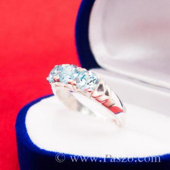 แหวนพลอยบลูโทพาซ พลอยสีฟ้า เม็ดกลม #4