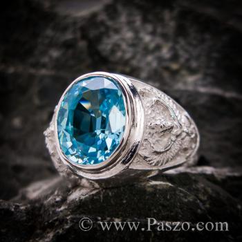 แหวนครุฑ แหวนผู้ชายเงินแท้ พลอยสีฟ้า #1