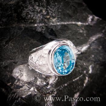 แหวนครุฑ แหวนผู้ชายเงินแท้ พลอยสีฟ้า #5