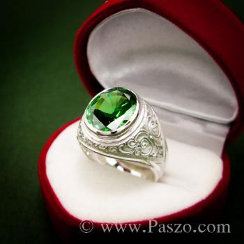 แหวนพลอยมรกต แหวนผู้ชายเงินแท้ พลอยสีเขียว #1