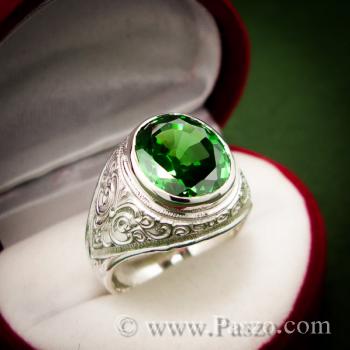 แหวนพลอยมรกต แหวนผู้ชายเงินแท้ พลอยสีเขียว #5