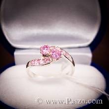 แหวนพลอยสีชมพู pink topaz แหวนเงินแท้