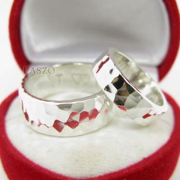 แหวนเงินคู่รัก แหวนลายค้อนทุบ แหวนเกลี้ยงเงินแท้ #5