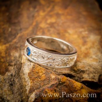 แหวนแกะลายไทย แหวนพลอยสีน้ำเงิน แหวนไพลิน #3