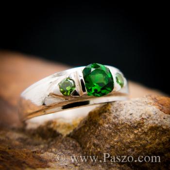 แหวนมรกต แหวนพลอยสีเขียว แหวนเงินแท้ #1