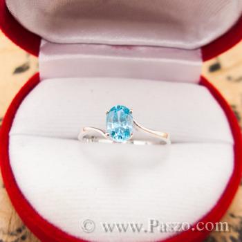 แหวนพลอยสีฟ้า แหวนเงินแท้ บูลโทพาซ #5
