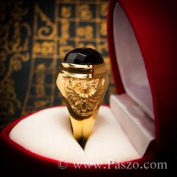 แหวนผู้ชายทอง แหวนครุฑ ฝังนิล #3