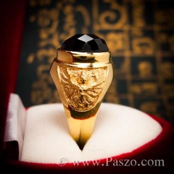 แหวนผู้ชายทอง แหวนครุฑ ฝังนิล #6