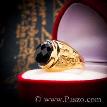 แหวนผู้ชายทอง แหวนครุฑ ฝังนิล #8