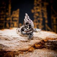 แหวนพญานาคราช แหวนเงินแท้ รมดำ แหวนปีมะโรง งูใหญ่ พญานาค พันรอบนิ้ว