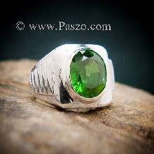 แหวนมรกตผู้ชาย แหวนผู้ชายเงินแท้ แหวนทรงสี่เหลี่ยม พลอยสีเขียว แหวนผู้ชาย