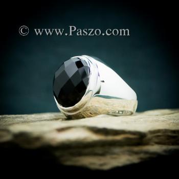 แหวนผู้ชายนิล แหวนพลอยสีดำ แหวนเงินแท้ #5