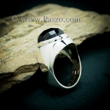 แหวนผู้ชายนิล แหวนพลอยสีดำ แหวนเงินแท้ #6