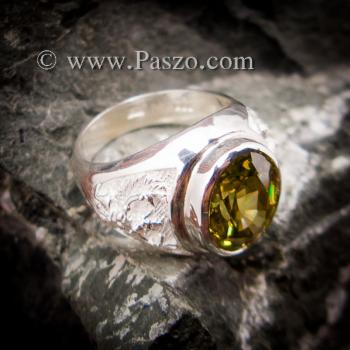 แหวนครุฑ แหวนพญาครุฑ พลอยสีเขียวมะกอก #4