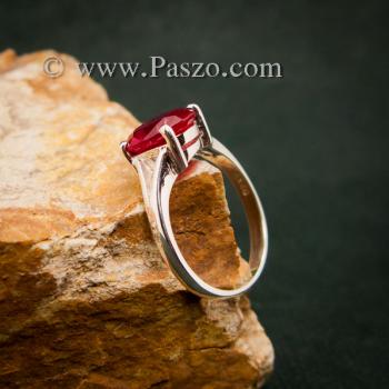 แหวนทับทิม แหวนพลอยสีแดงทับทิมเม็ดเดี่ยว แหวนทับทิมเงินแท้ #2