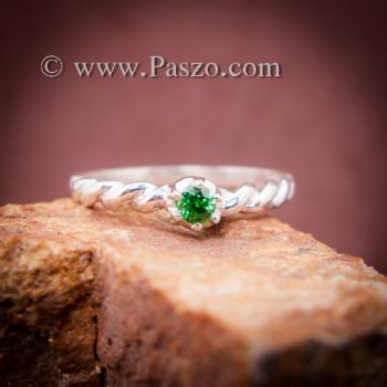 แหวนมรกต แหวนเงินแท้ฝังพลอยสีเขียว แหวนแบบเกลียว #3