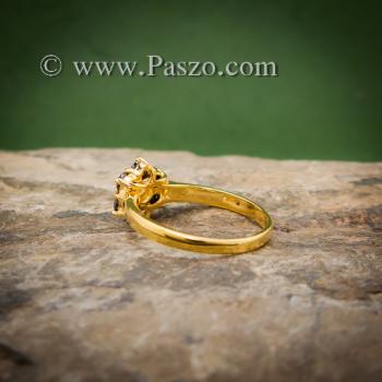 แหวนพลอยบุษราคัม แหวนทองแท้ ฝังพลอยสีเหลือง #3