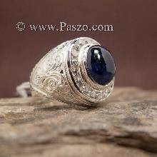 แหวนสลักลายไทย ล้อมเพชร แหวนผู้ชายไพลิน แหวนพลอยไพลิน พลอยสีน้ำเงิน แหวนผู้ชาย